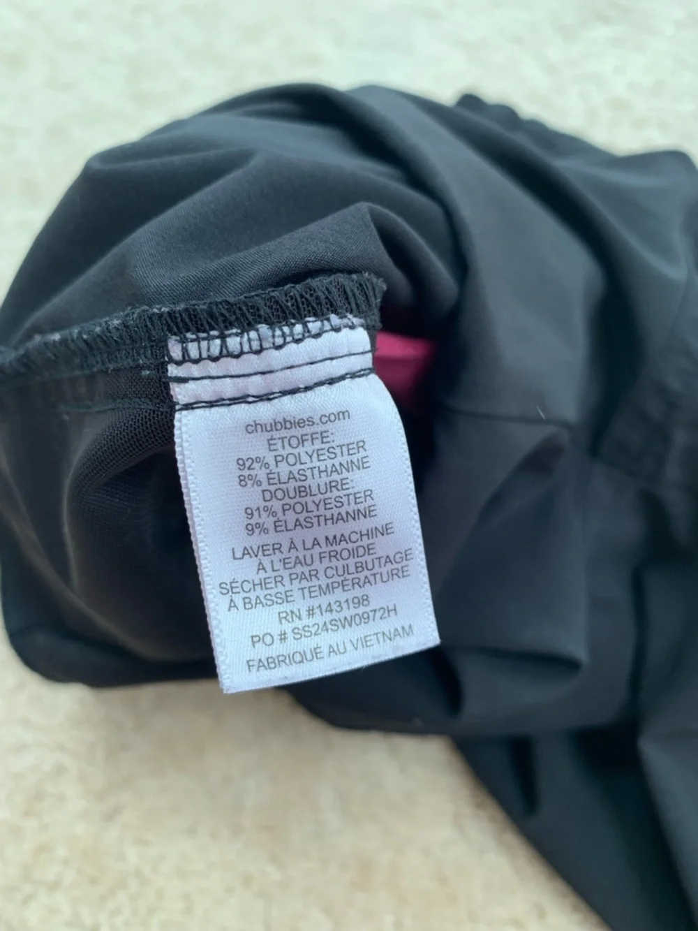 Chubbies Size Small, 8/9, Black Swim Trunks Pink Lining